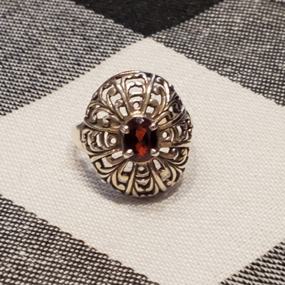 Sterling Silver Garnet Ring Vintage